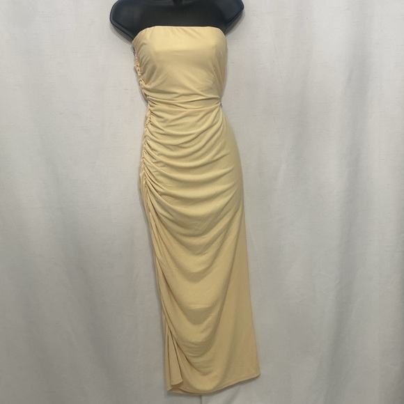 Zara Fitted Midi Dress Yellow L - Picture 3 of 11